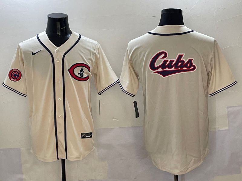 Men Chicago Cubs Blank Cream Throwback 2025 Nike MLB Jersey style 6->los angeles dodgers->MLB Jersey